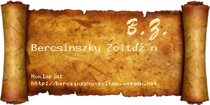 Bercsinszky Zoltán névjegykártya